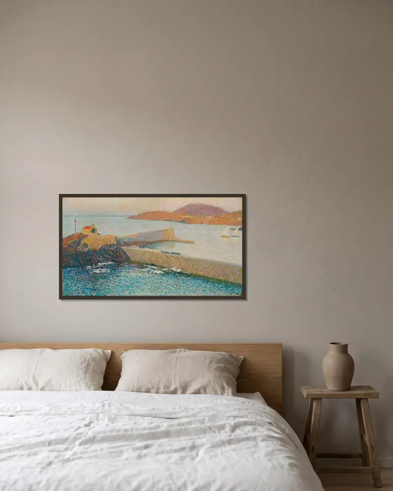 Collioure, La Chapelle Sur La Digue av Henri Martin inramad på en vägg