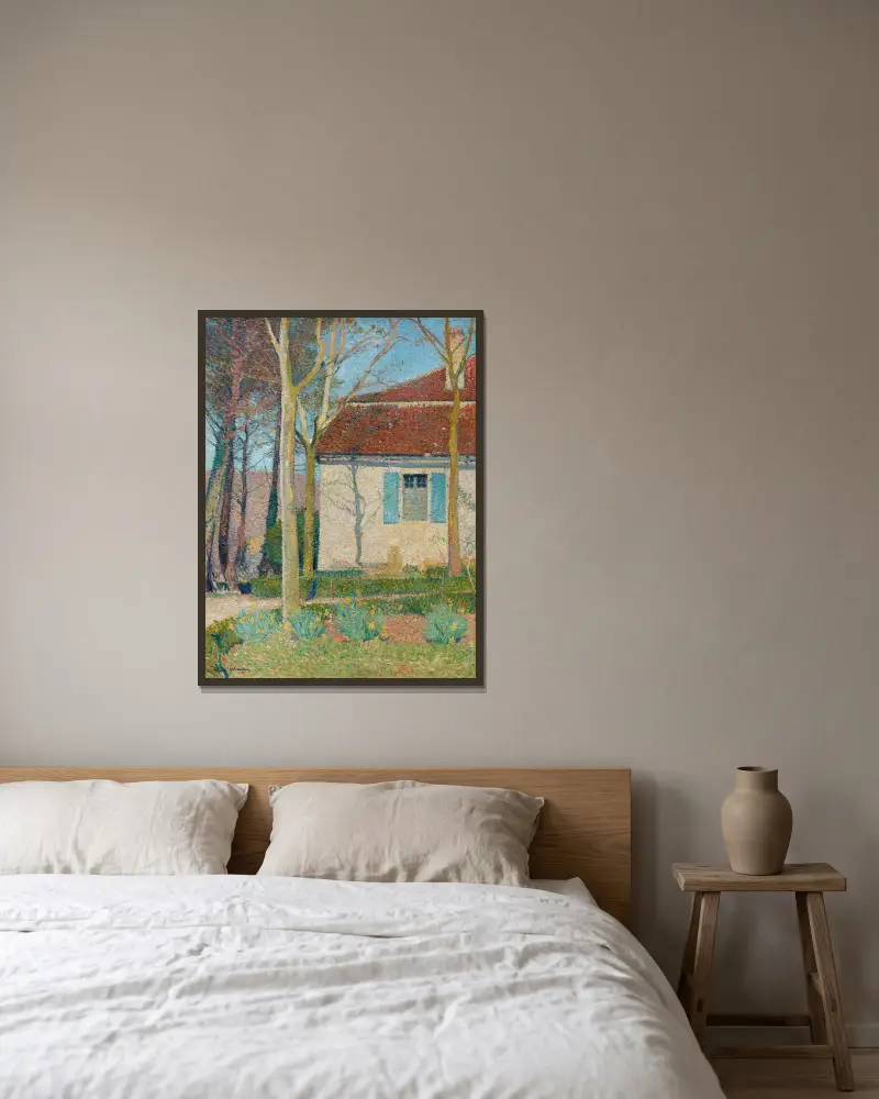 Corner of a House av Henri Martin inramad på en vägg