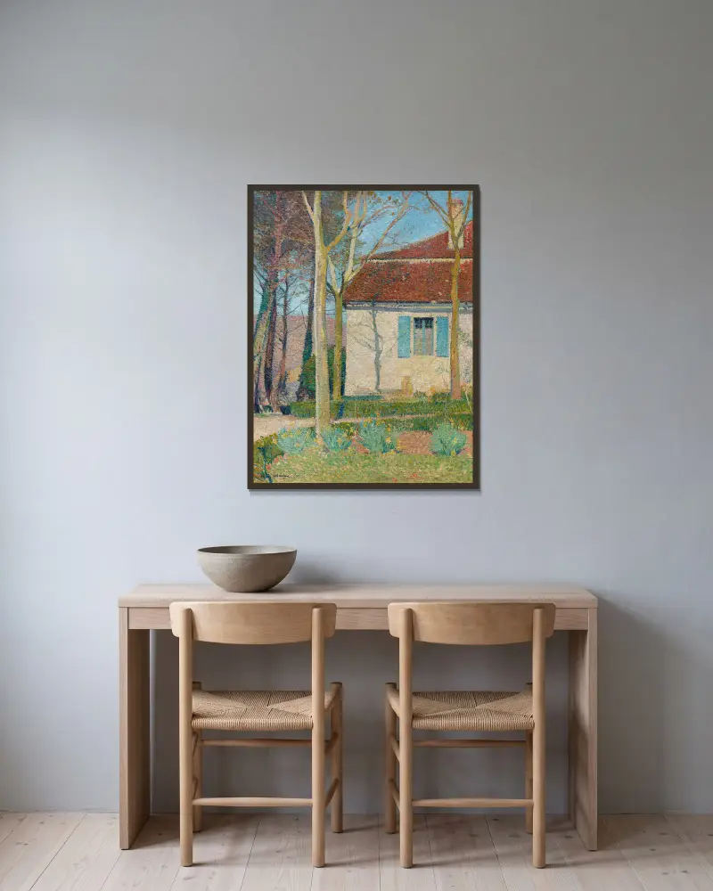 Corner of a House av Henri Martin inramad på en vägg