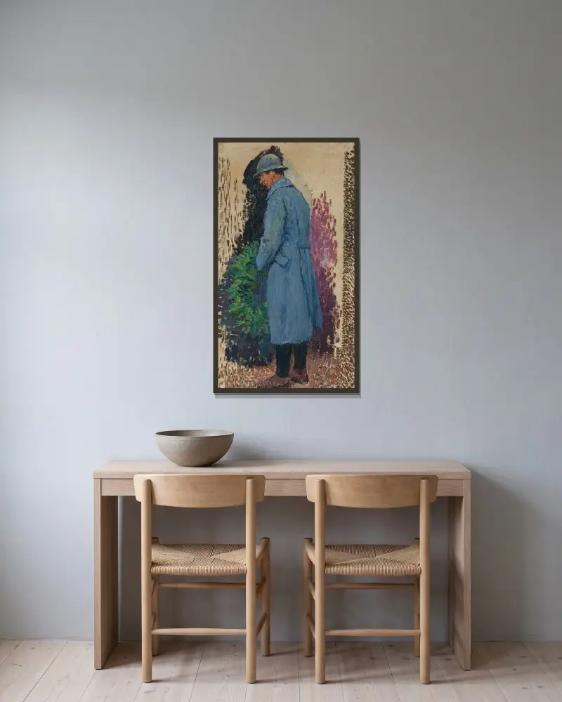 Studie för monument över de döda; mannen med lagerkrans av Henri Martin inramad på en vägg