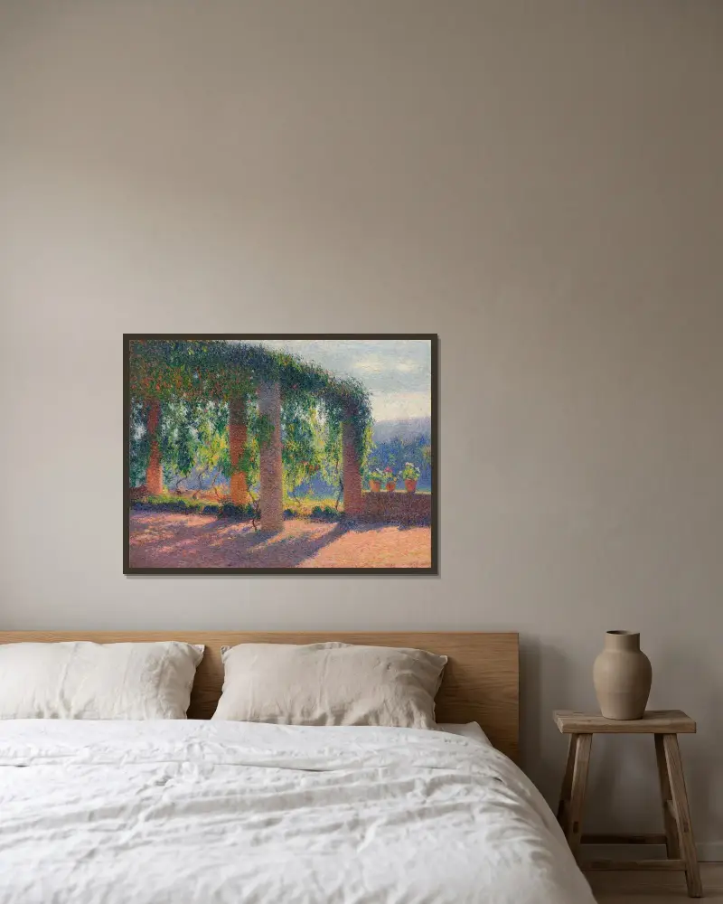 Kökets pergola på Marquayrol av Henri Martin inramad på en vägg