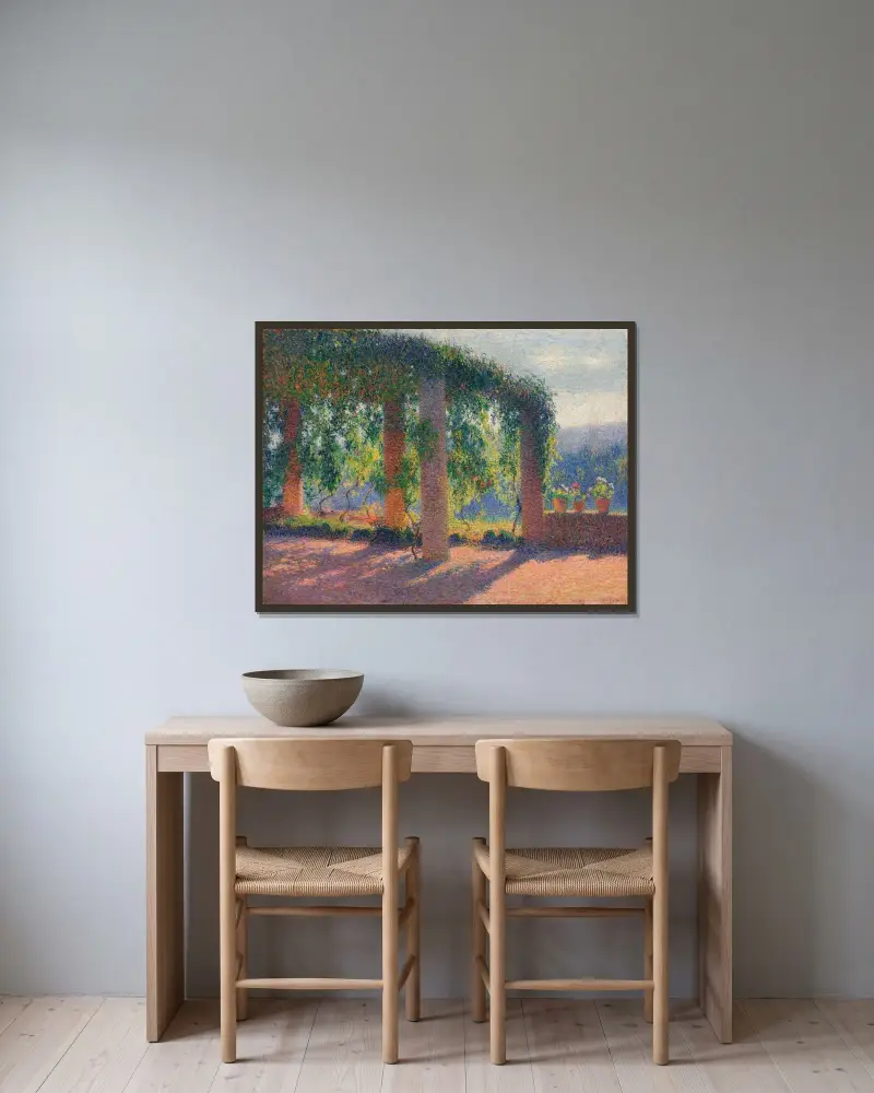 Kökets pergola på Marquayrol av Henri Martin inramad på en vägg