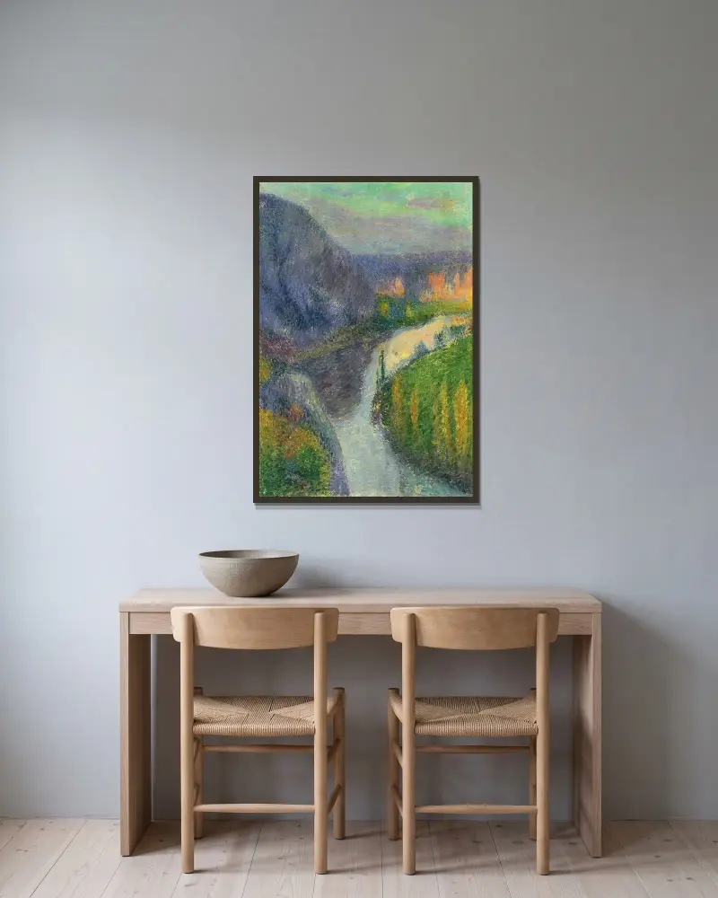 Lots dal, nära Saint-Cirq-Lapopie av Henri Martin inramad på en vägg
