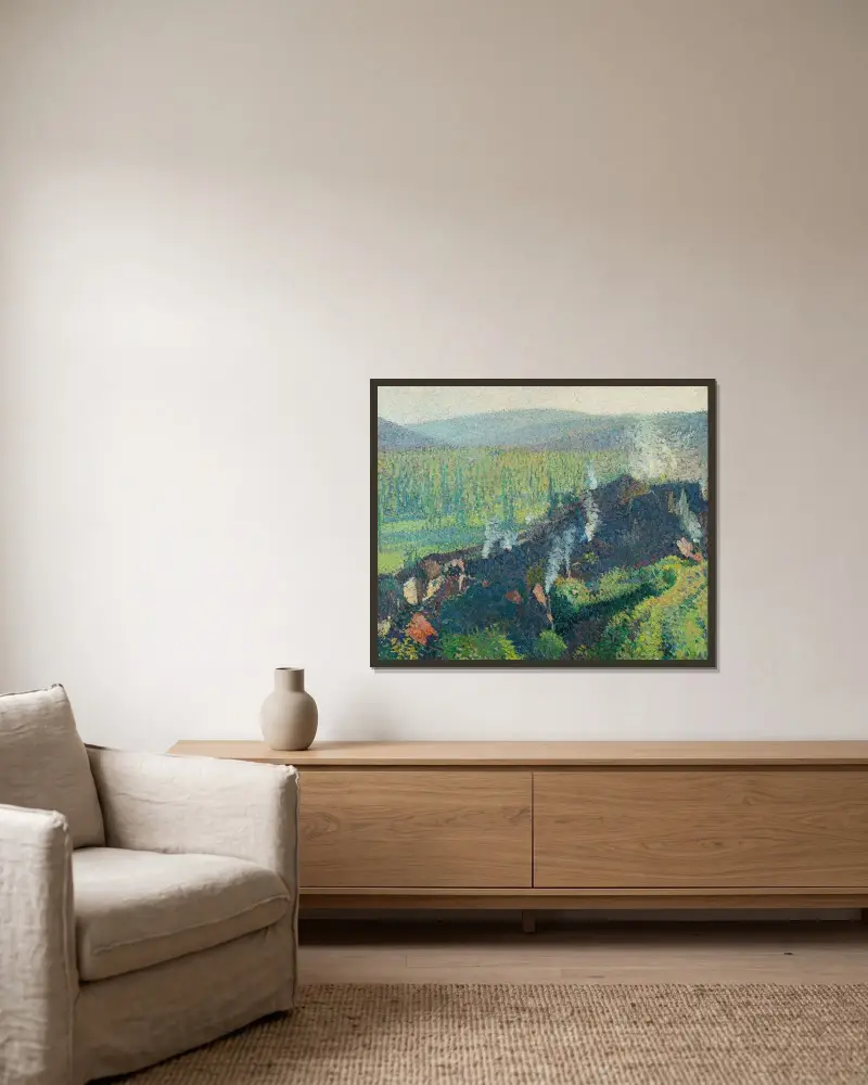 Labastide du Vert vue depuis Marquayrol, Fumées av Henri Martin inramad på en vägg