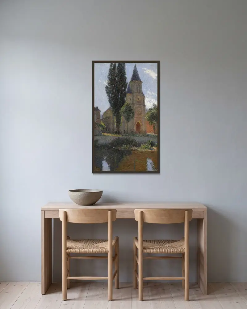 Kyrkan i Labastide-du-Vert, en sommarmorgon av Henri Martin inramad på en vägg