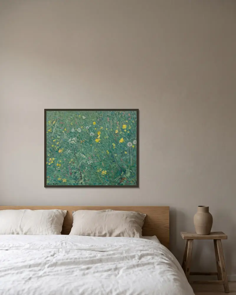 Les Fleurs av Henri Martin inramad på en vägg