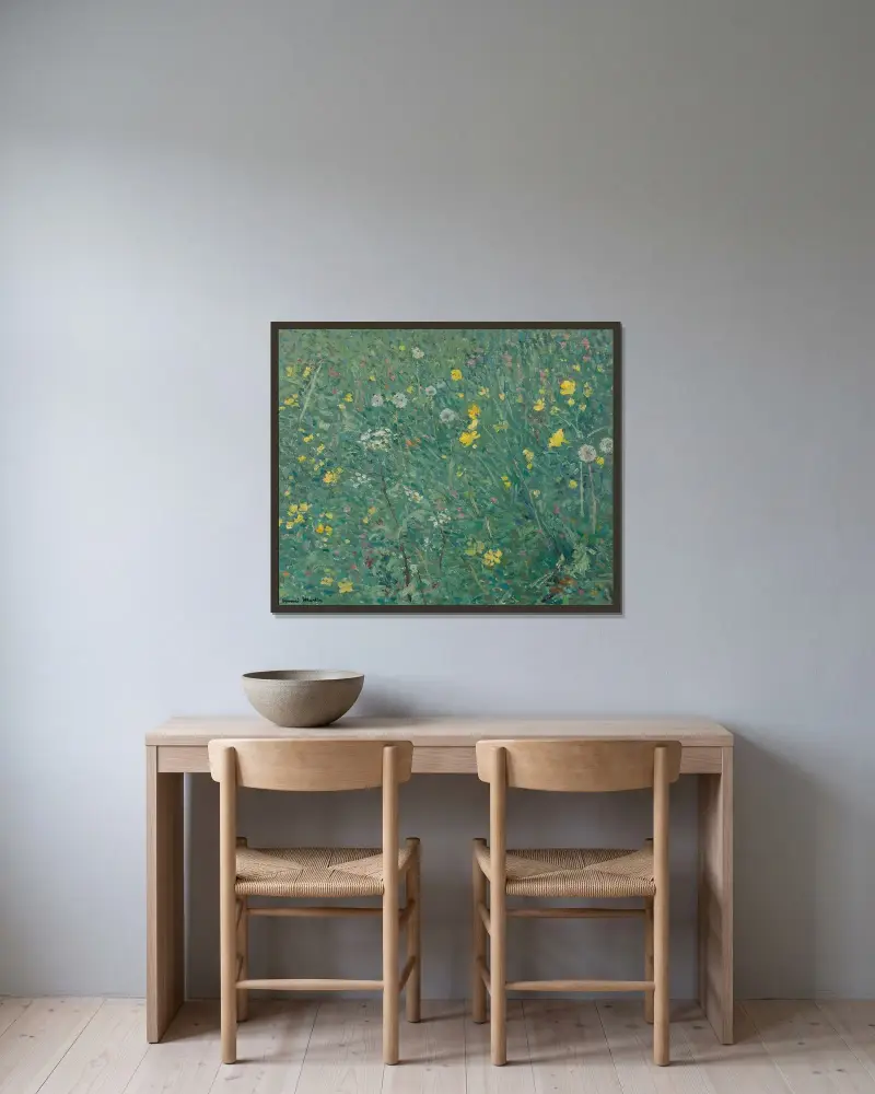Les Fleurs av Henri Martin inramad på en vägg