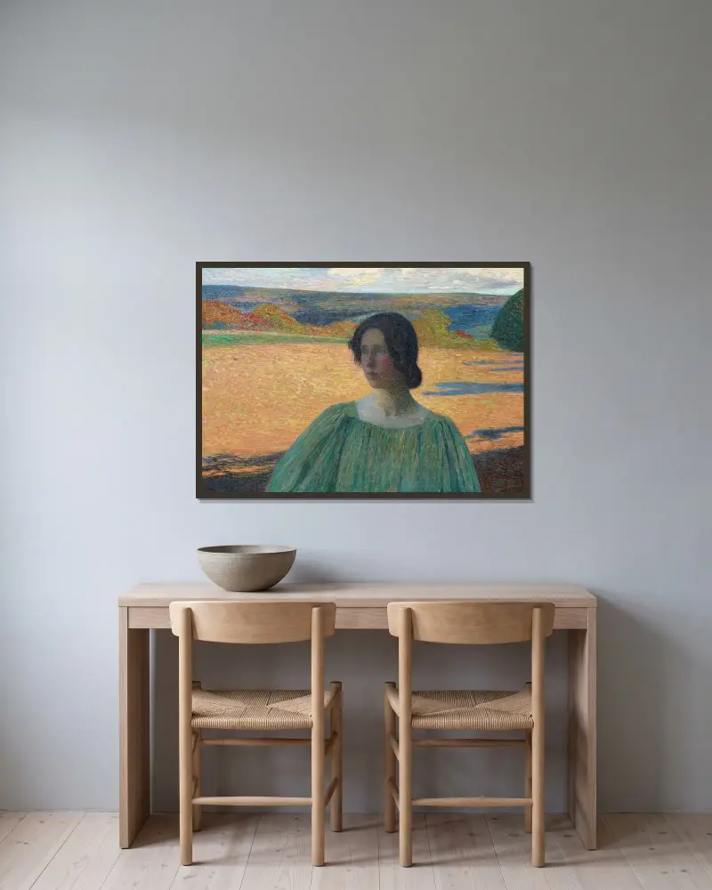 Meditation av Henri Martin inramad på en vägg