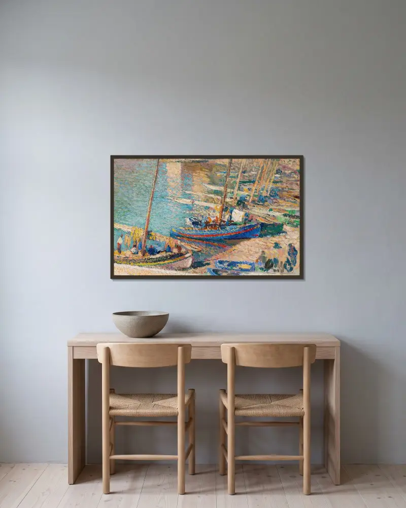 Collioures hamn av Henri Martin inramad på en vägg