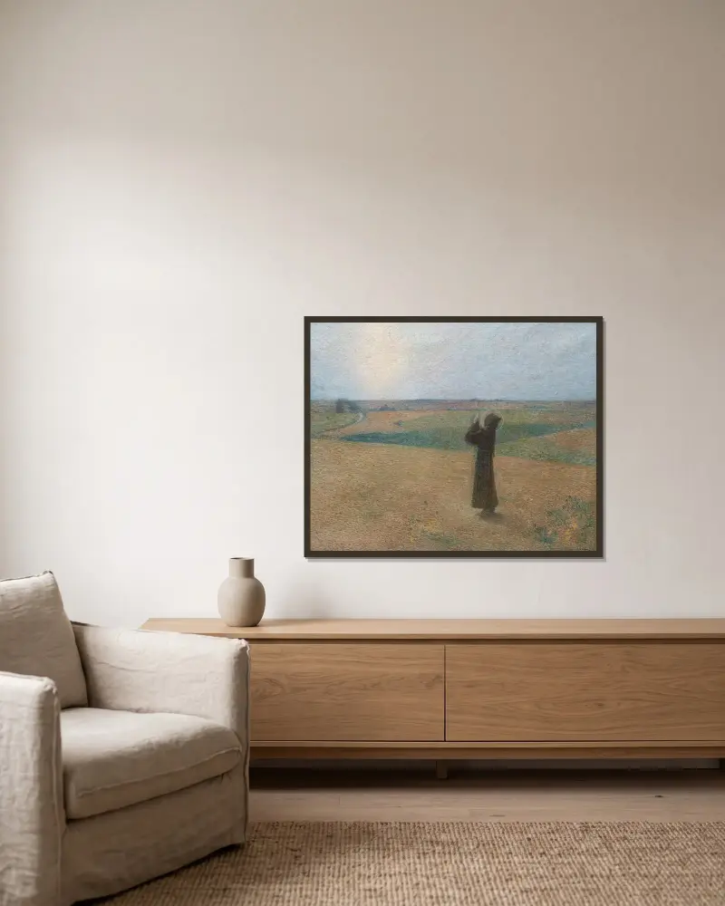 Den helige Franciskus av Assisi av Henri Martin inramad på en vägg