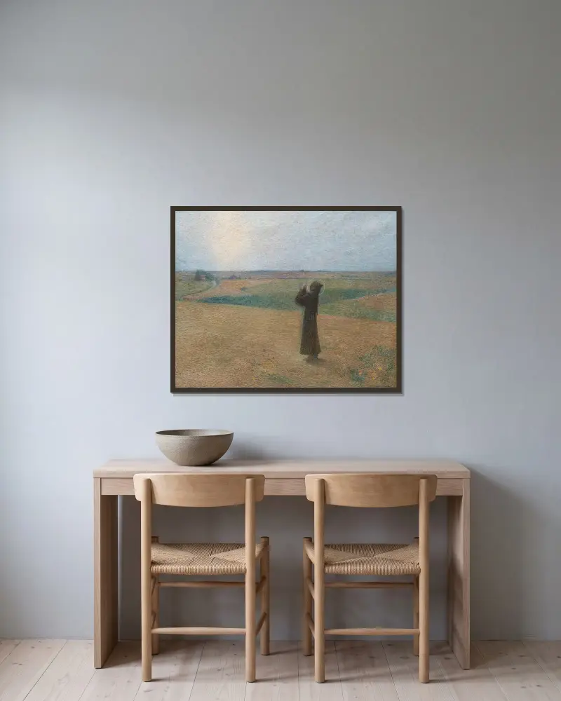 Den helige Franciskus av Assisi av Henri Martin inramad på en vägg