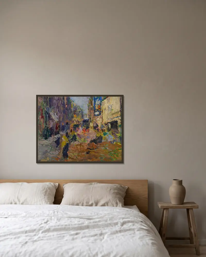 Gatuscen av Henri Martin inramad på en vägg