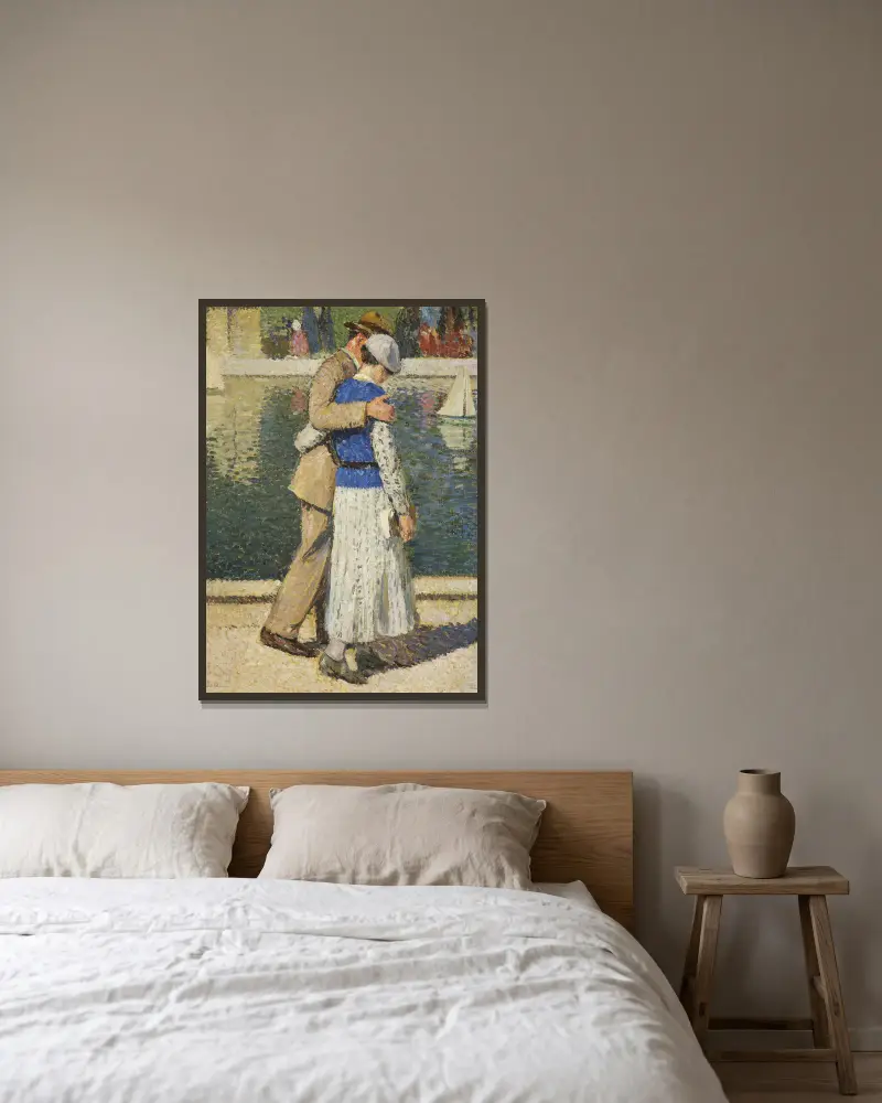 Un couple marchant le long du bassin du Luxembourg av Henri Martin inramad på en vägg