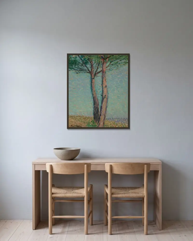 Un pin av Henri Martin inramad på en vägg