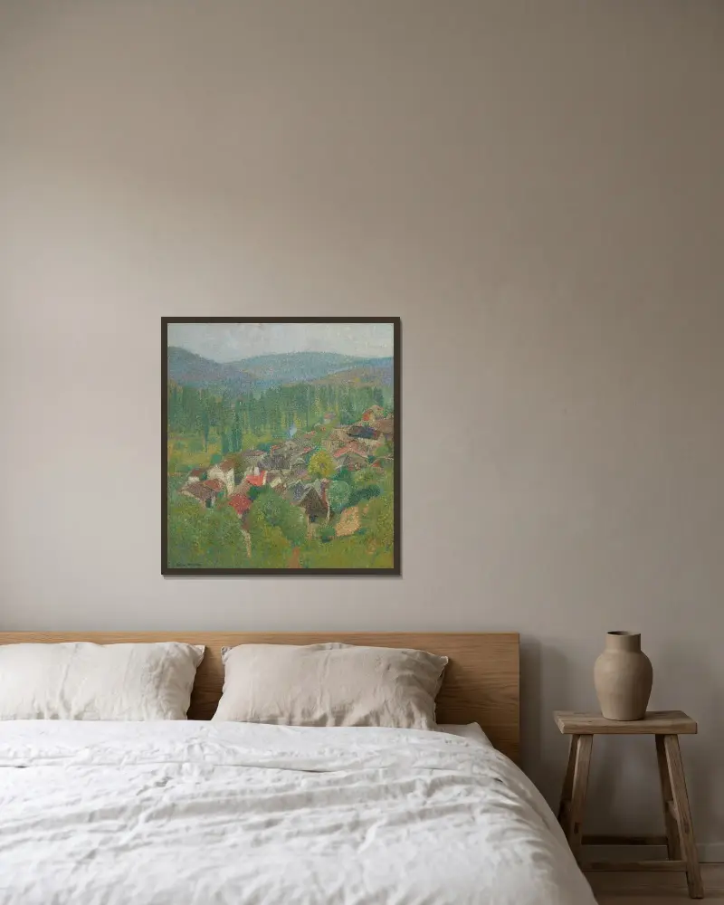 Utsikt över taken i Labastide-du-Vert på sommaren av Henri Martin inramad på en vägg