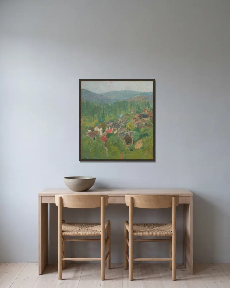 Utsikt över taken i Labastide-du-Vert på sommaren av Henri Martin inramad på en vägg