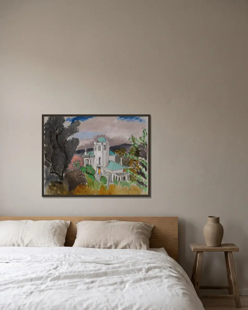 Blaue Villa von Henri Matisse gerahmt an einer Wand