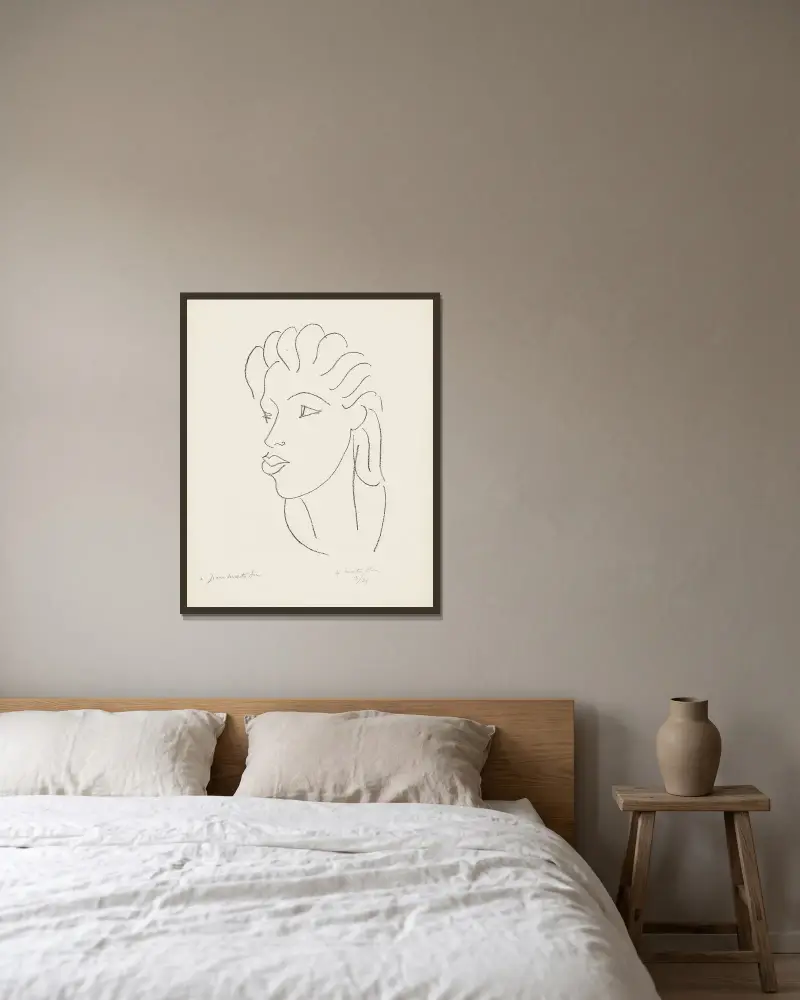 Chinoise aux cheveux striés av Henri Matisse inramad på en vägg