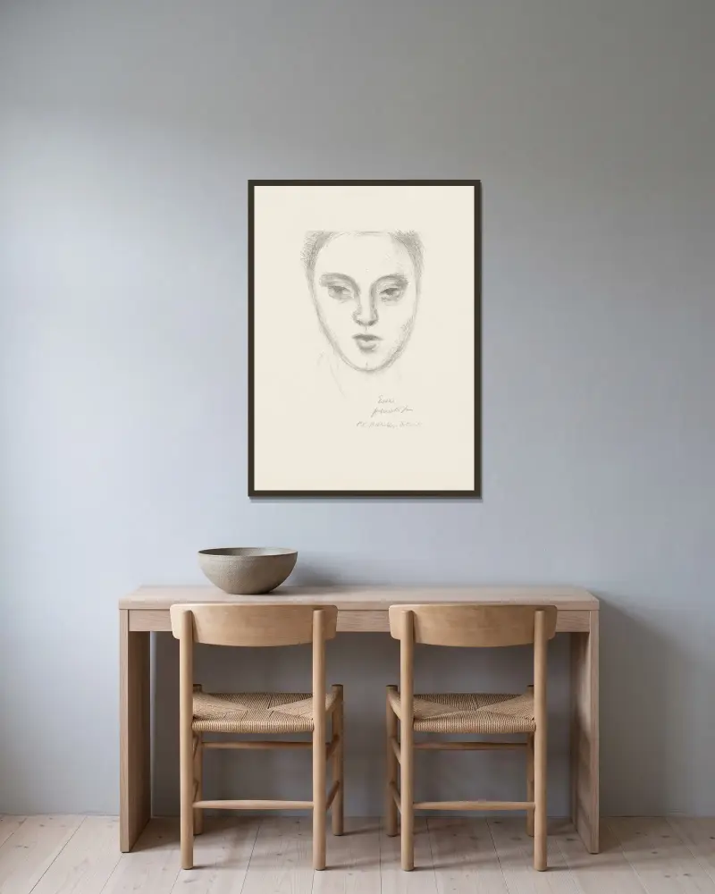 Claude, maska, Henri Matisse v rámu na stěně