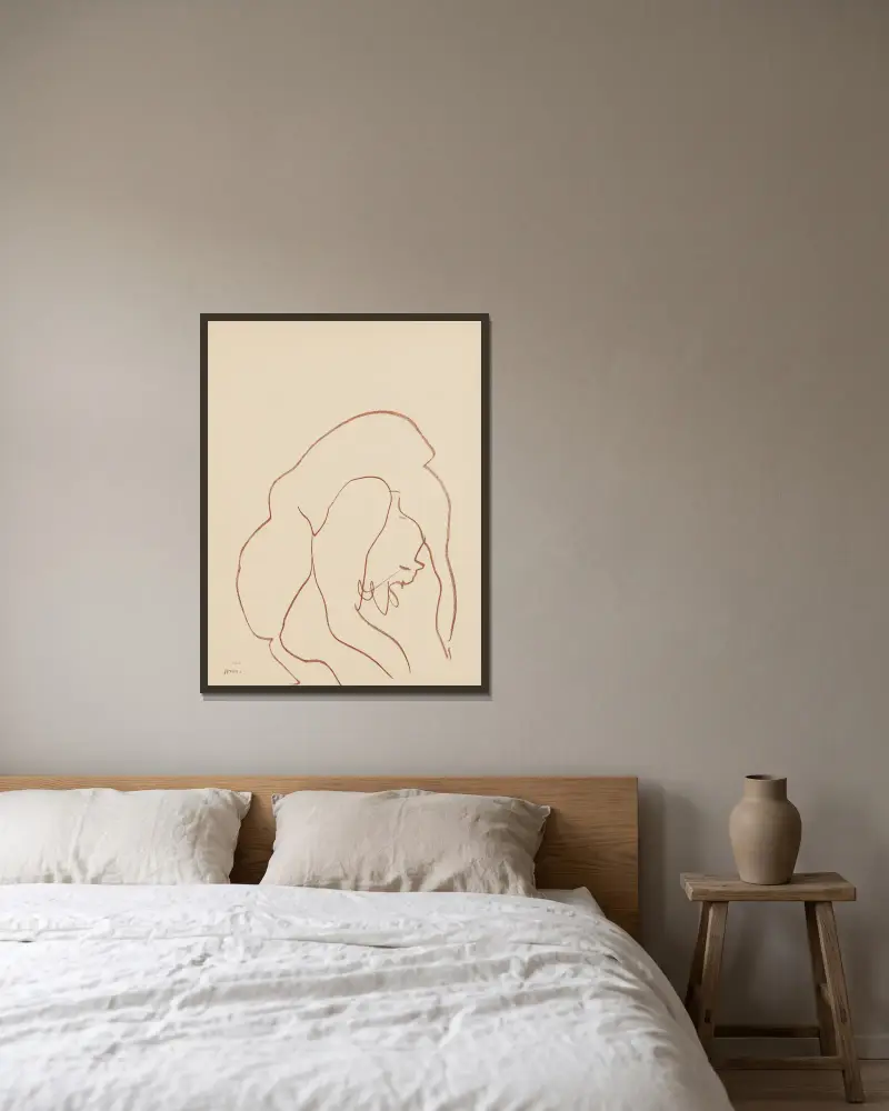 Danseuses acrobate Pl.11 av Henri Matisse inramad på en vägg