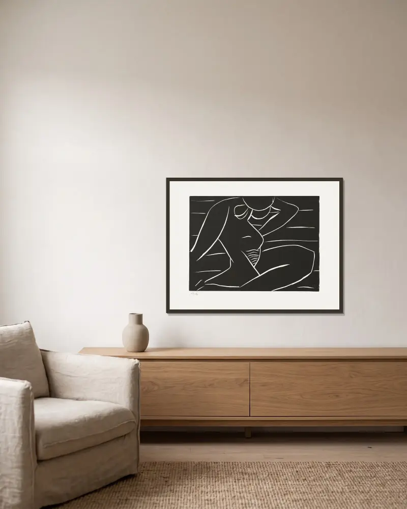 Grande figure av Henri Matisse inramad på en vägg