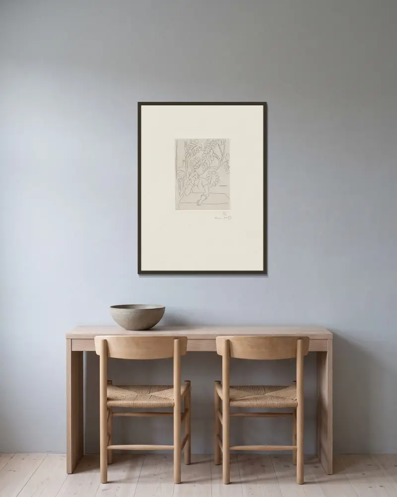 Intérieur au feuillage av Henri Matisse inramad på en vägg