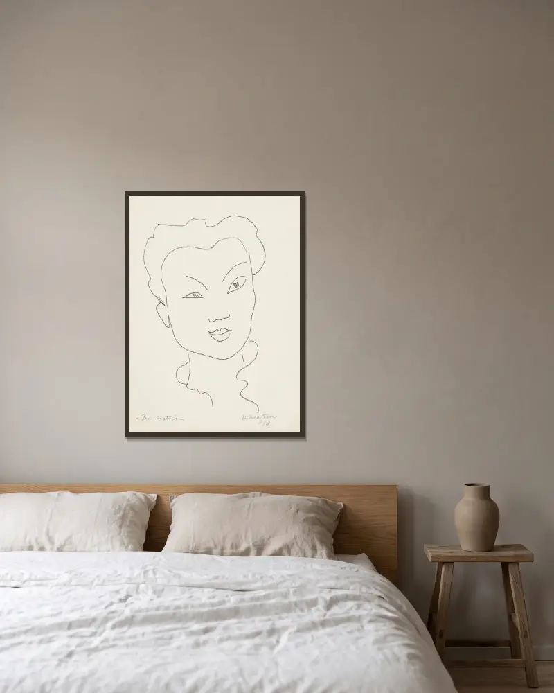 Jeune chinoise av Henri Matisse inramad på en vägg