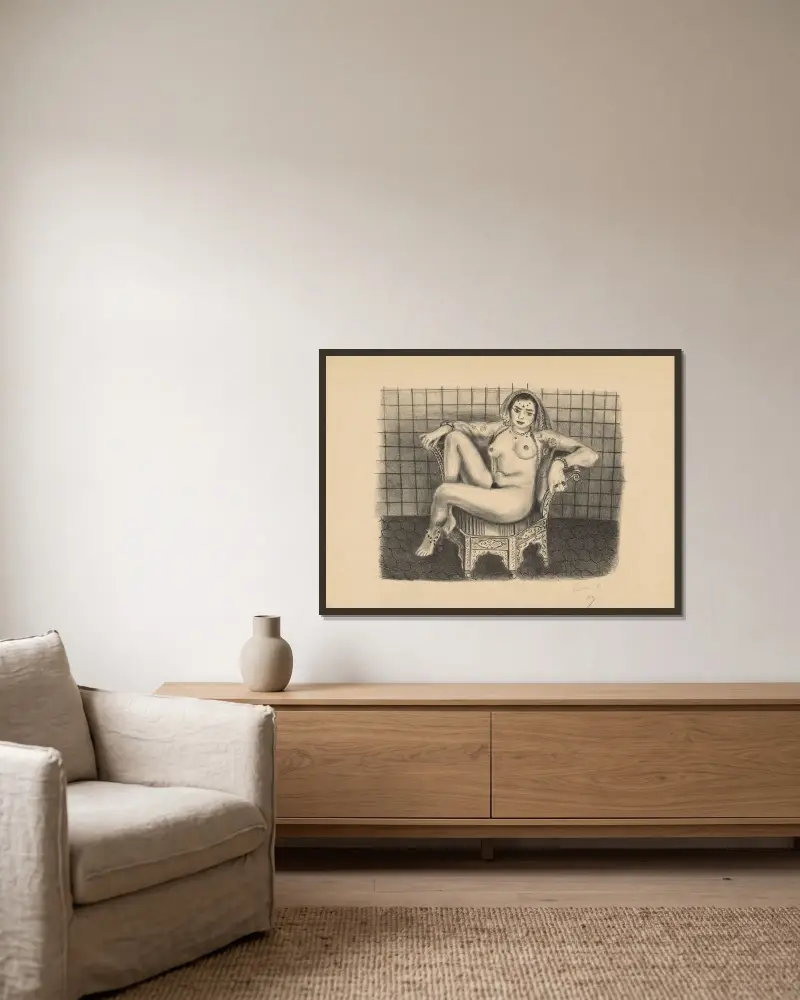 Jeune Hindoue av Henri Matisse inramad på en vägg
