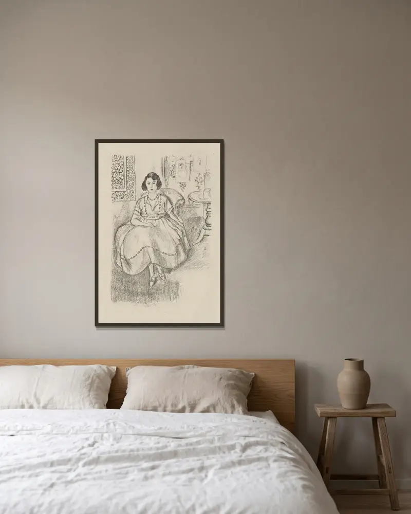 Das Organdikleid von Henri Matisse gerahmt an einer Wand