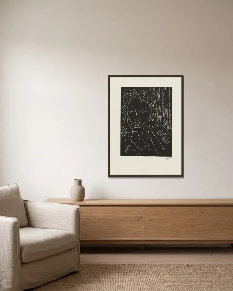 Die Rumänin von Henri Matisse gerahmt an einer Wand