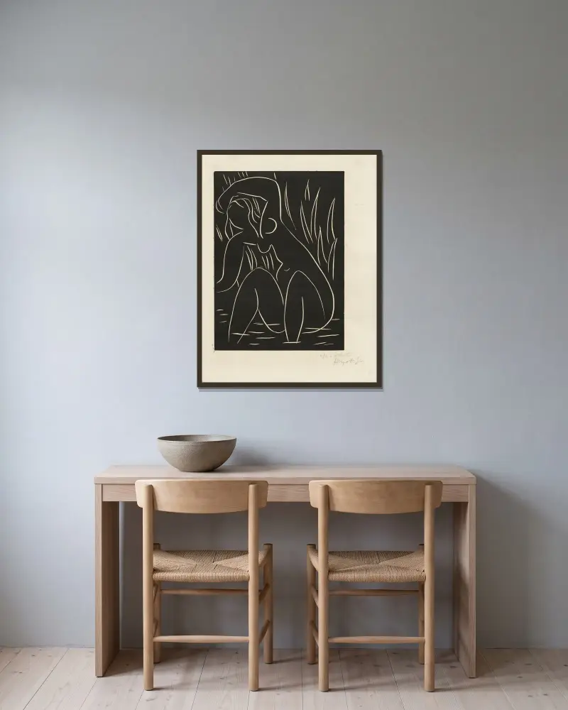 L’après-midi – Etude pour ‘Pasiphaé’ av Henri Matisse inramad på en vägg