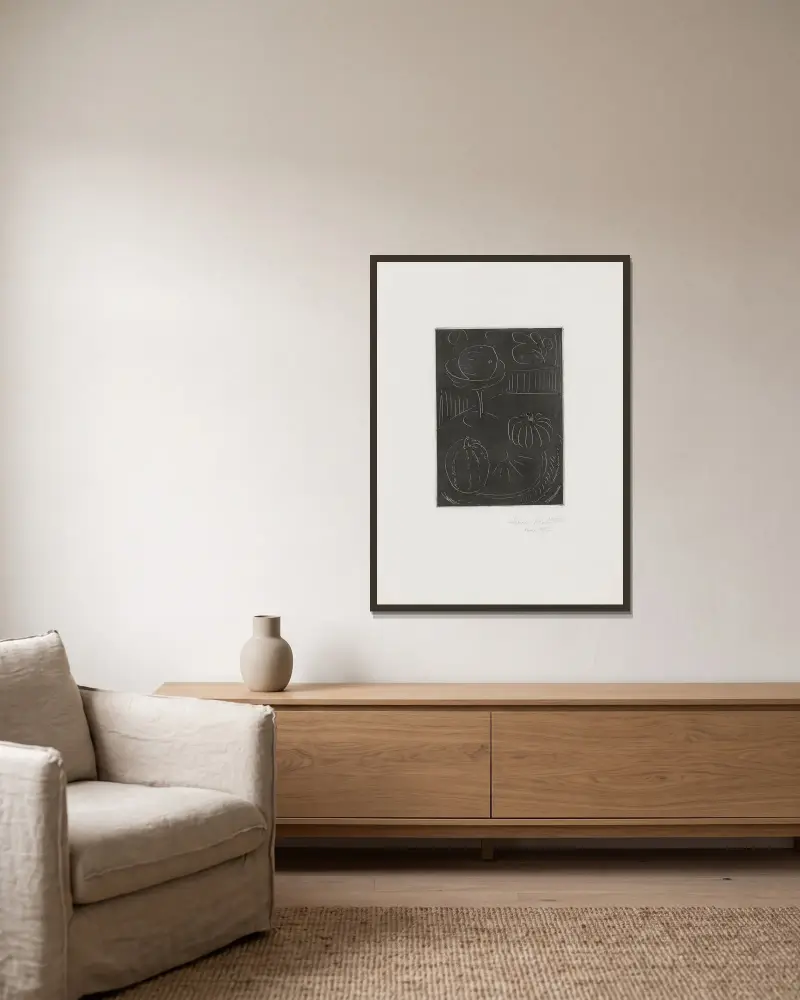 Die Zierkürbisse von Henri Matisse gerahmt an einer Wand