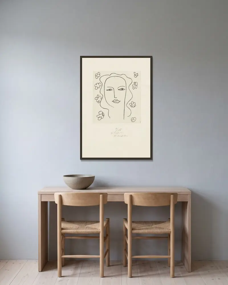 Madeleine – Studie für die Kapelle von Vence von Henri Matisse gerahmt an einer Wand
