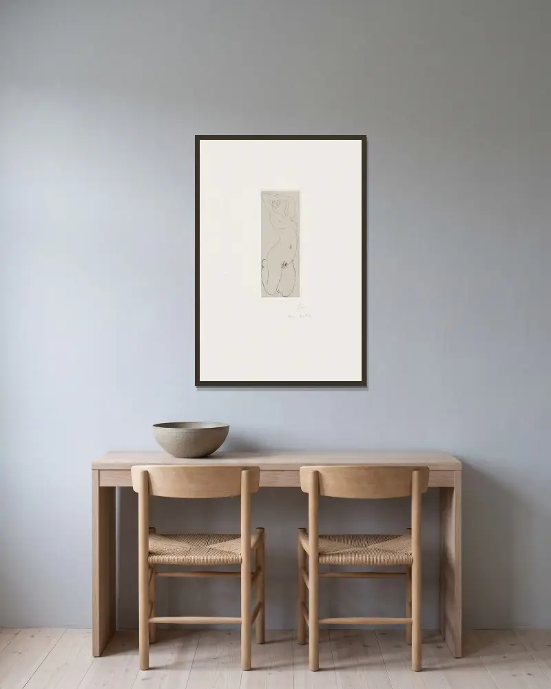 Nu agenouillé et cambré av Henri Matisse inramad på en vägg