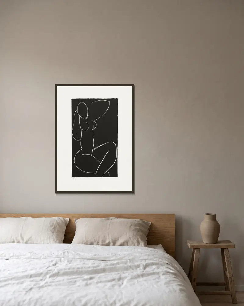Nu assis, jambes croisées I av Henri Matisse inramad på en vägg