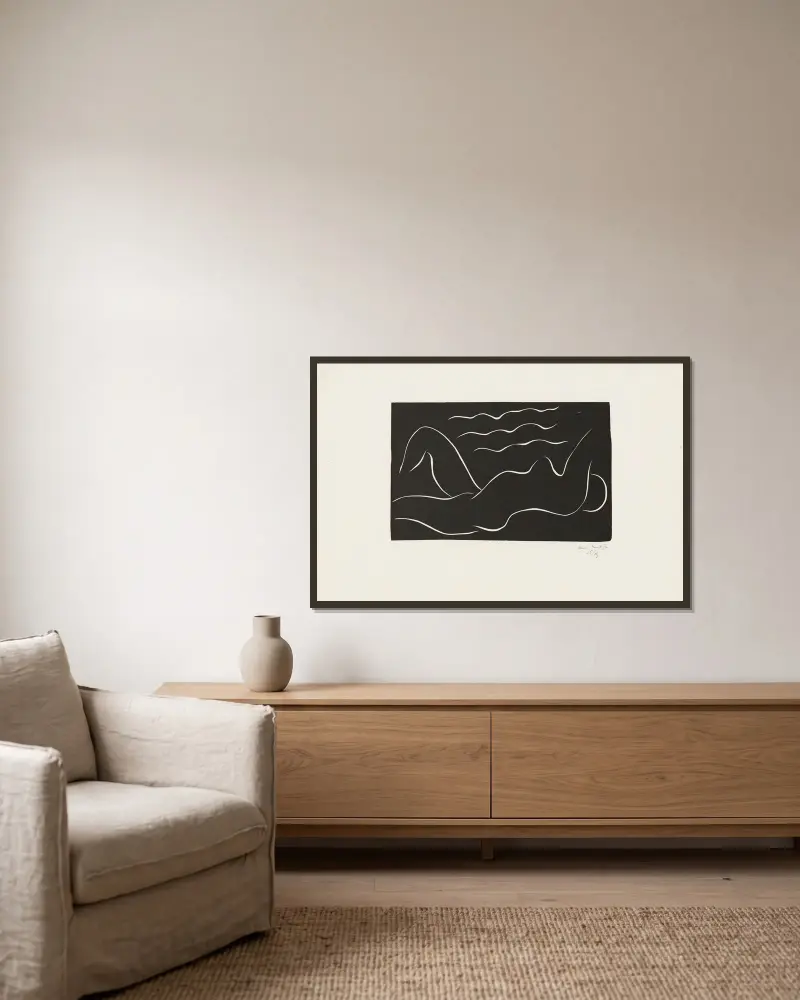 Akt in den Wellen von Henri Matisse gerahmt an einer Wand