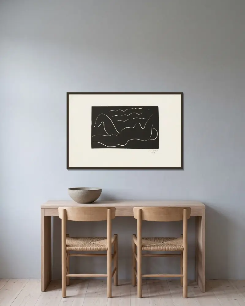 Akt in den Wellen von Henri Matisse gerahmt an einer Wand