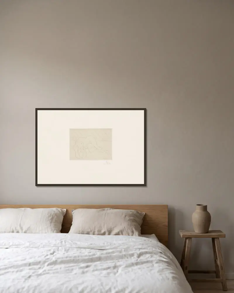 Nu renversé se tenant la cheville av Henri Matisse inramad på en vägg