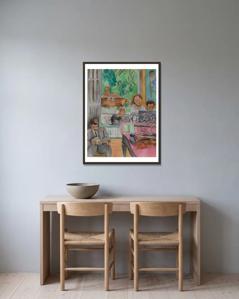 The Music Lesson av Henri Matisse inramad på en vägg