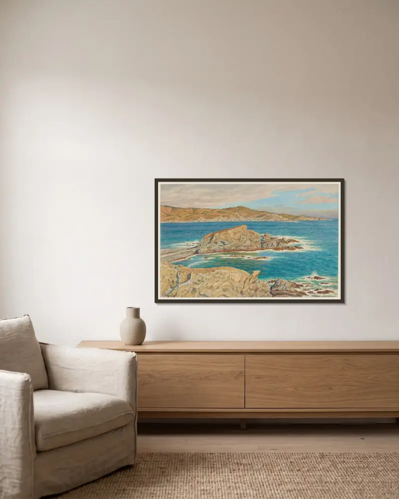 Anse de Banyuls av Henri Rivière inramad på en vägg