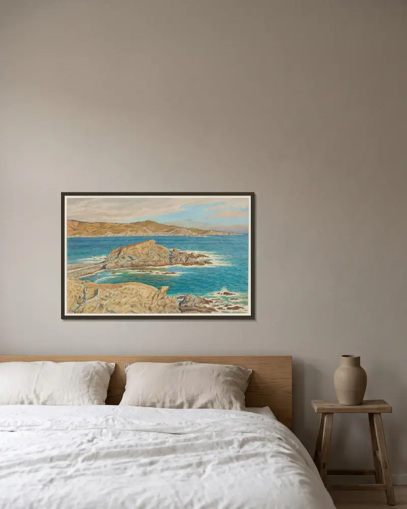 Anse de Banyuls av Henri Rivière inramad på en vägg
