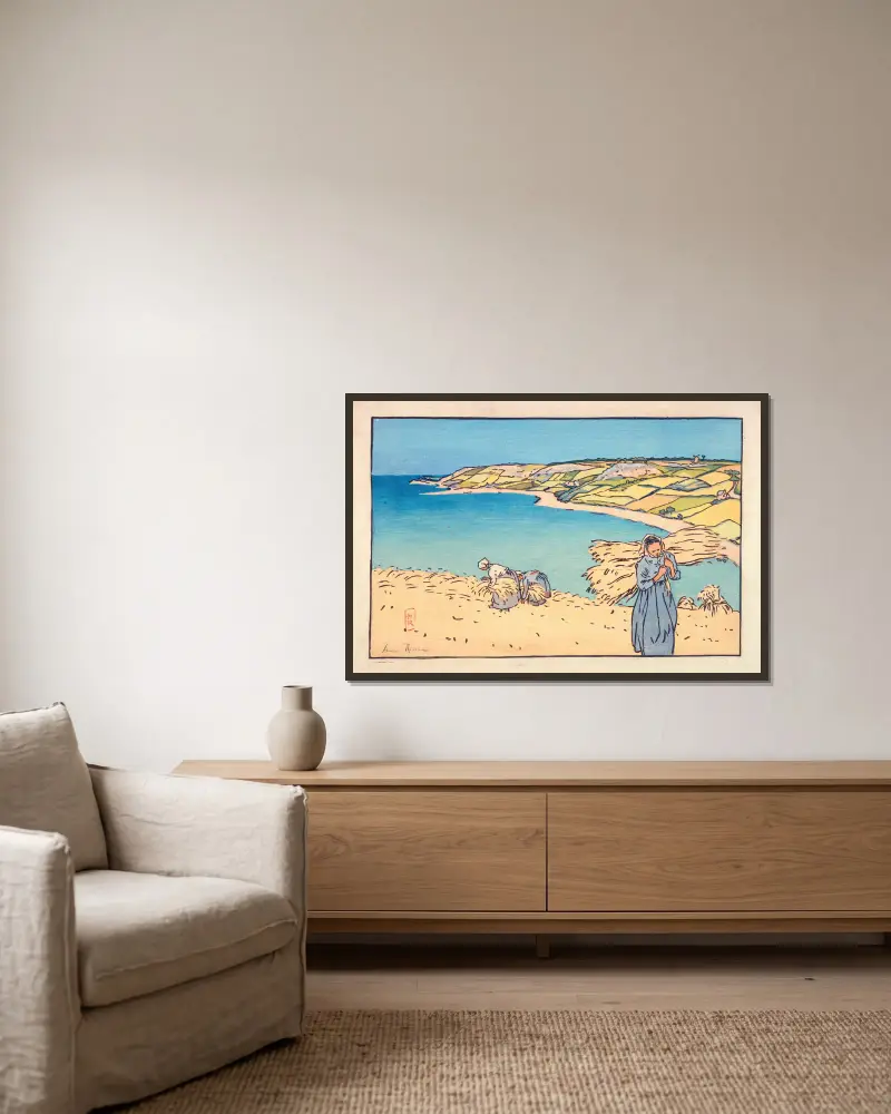 Baie de Launay av Henri Rivière inramad på en vägg