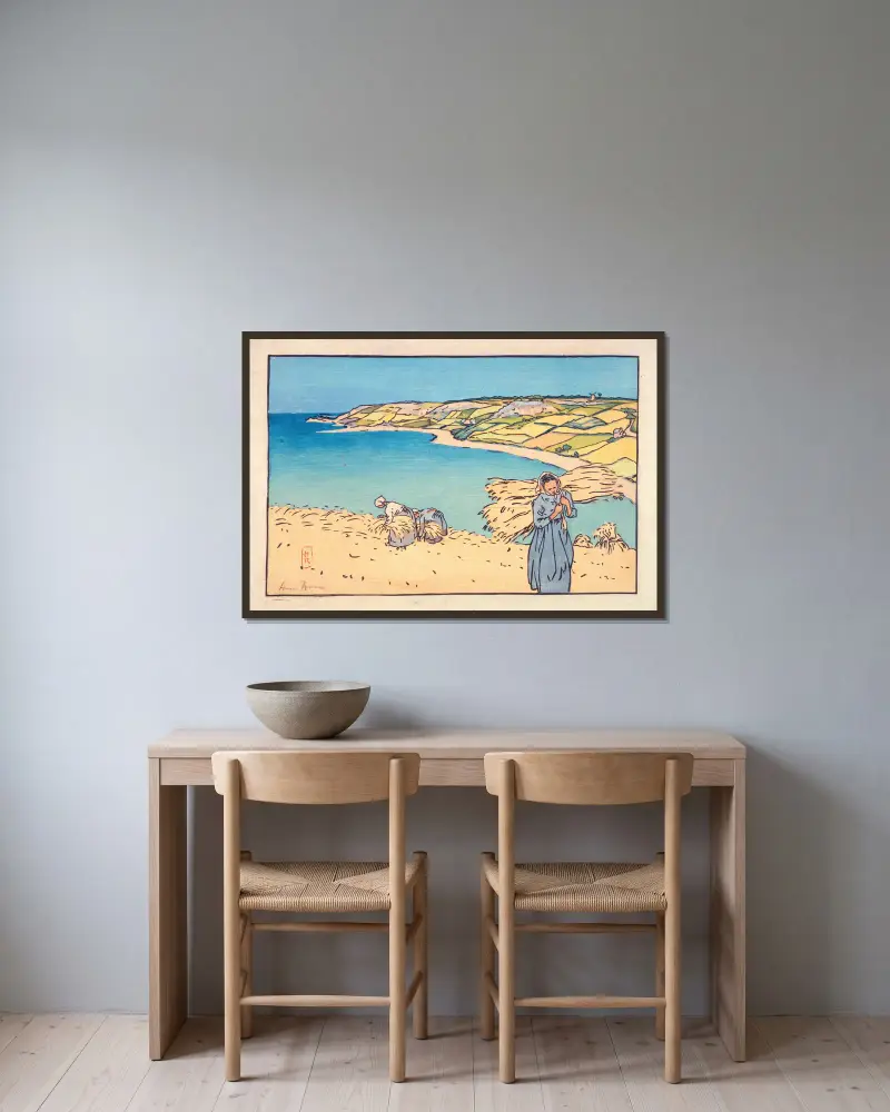 Baie de Launay av Henri Rivière inramad på en vägg