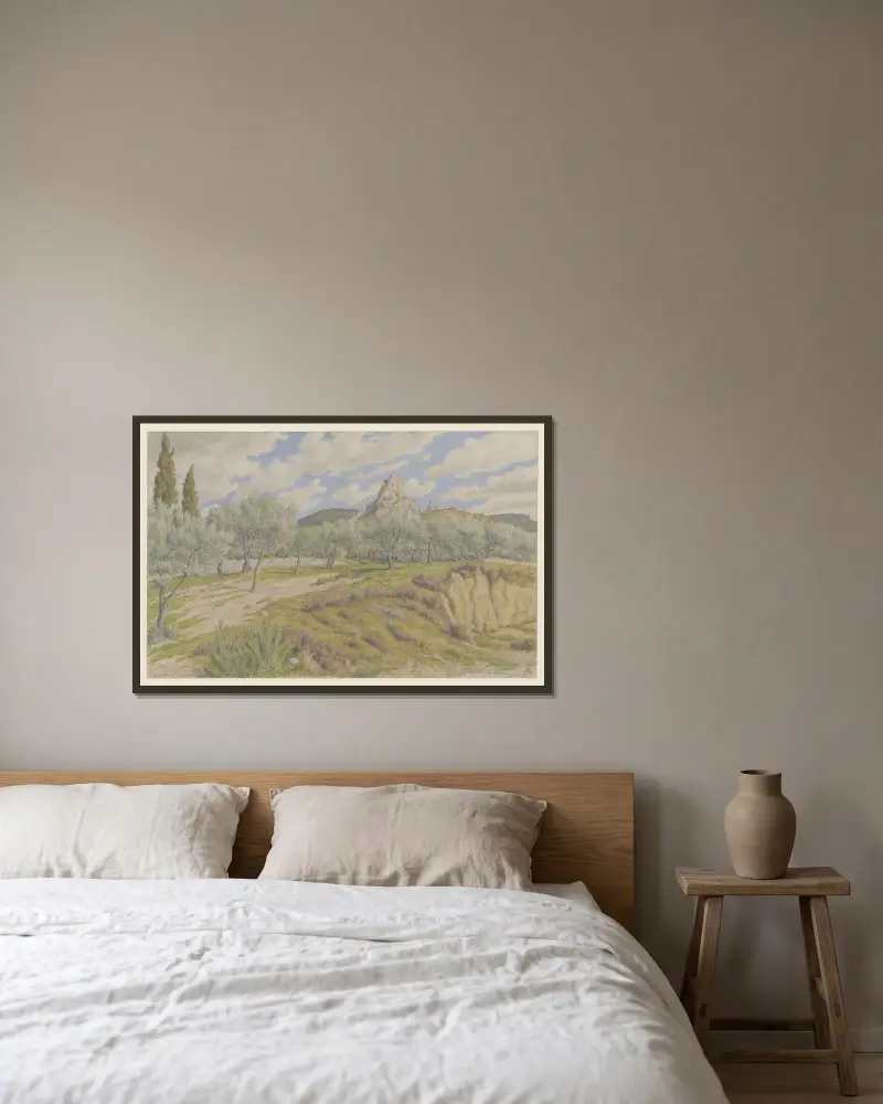 Buis-les-Baronnies, la Petite aiguille av Henri Rivière inramad på en vägg