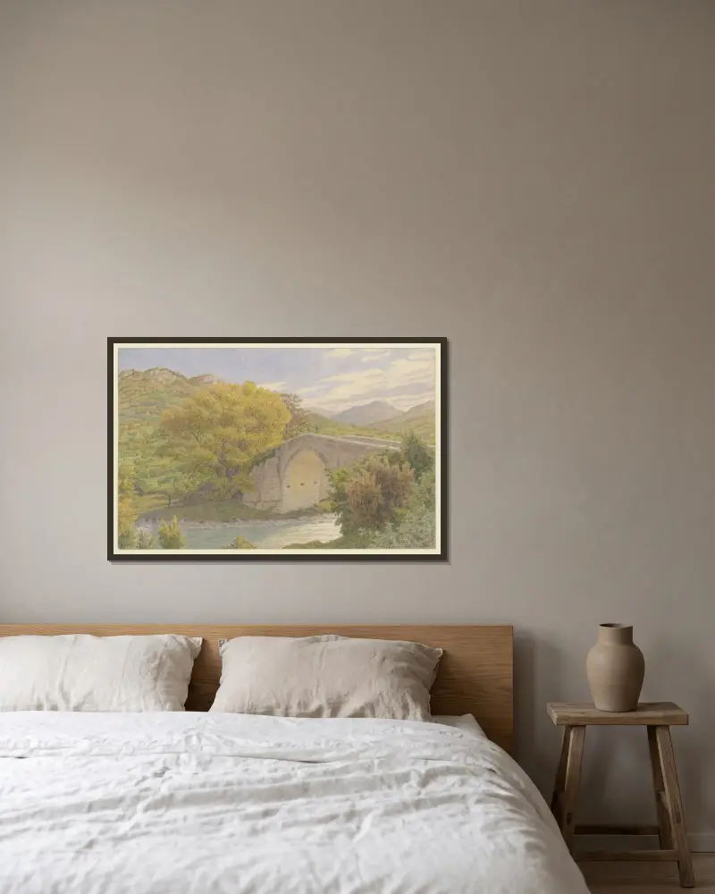 Buis-les-Baronnies, die alte Brücke von Henri Rivière gerahmt an einer Wand