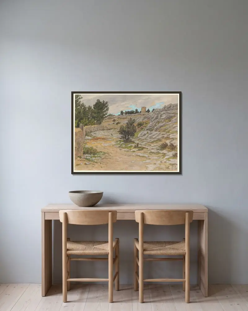 Cassis av Henri Rivière inramad på en vägg