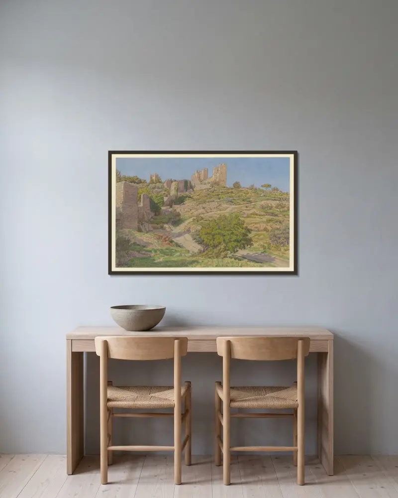 Hyères av Henri Rivière inramad på en vägg