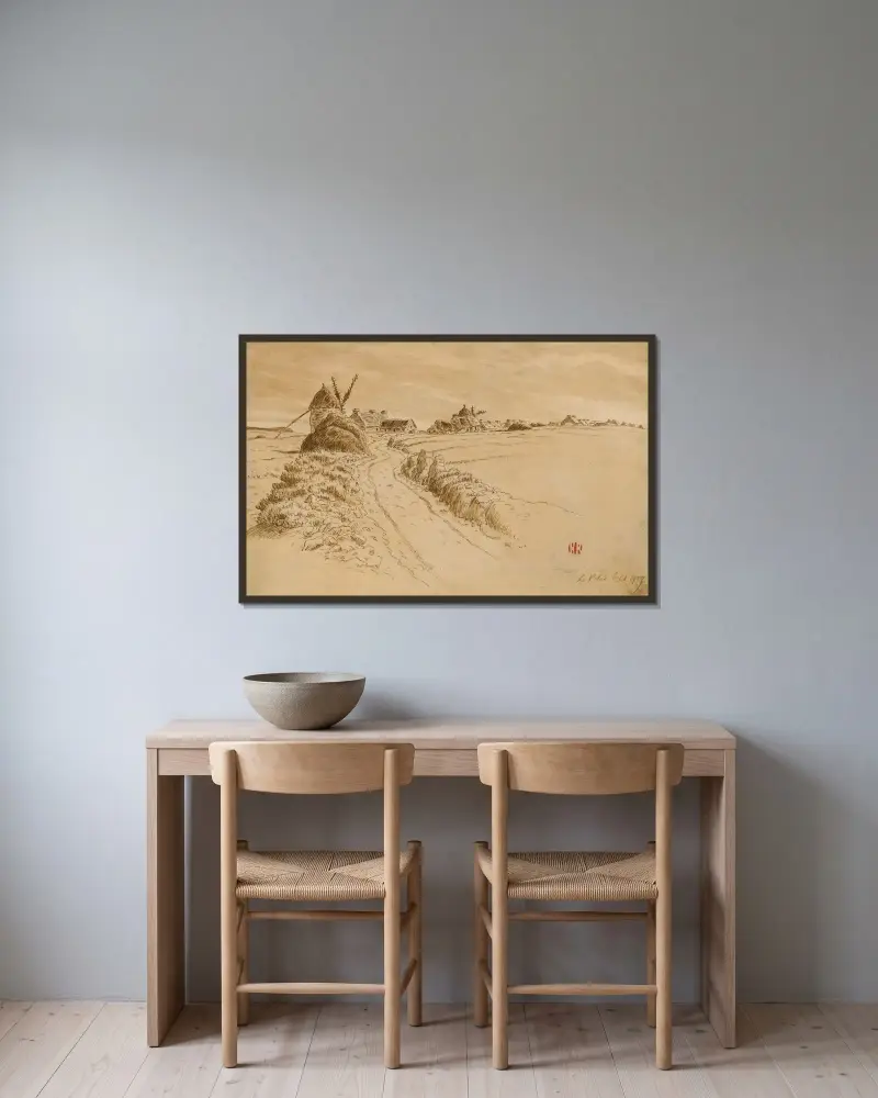 La Palud av Henri Rivière inramad på en vägg