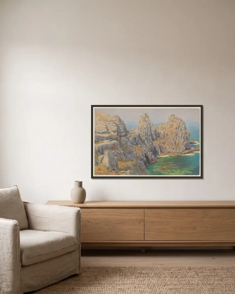 Ärtknippet. Camaret av Henri Rivière inramad på en vägg
