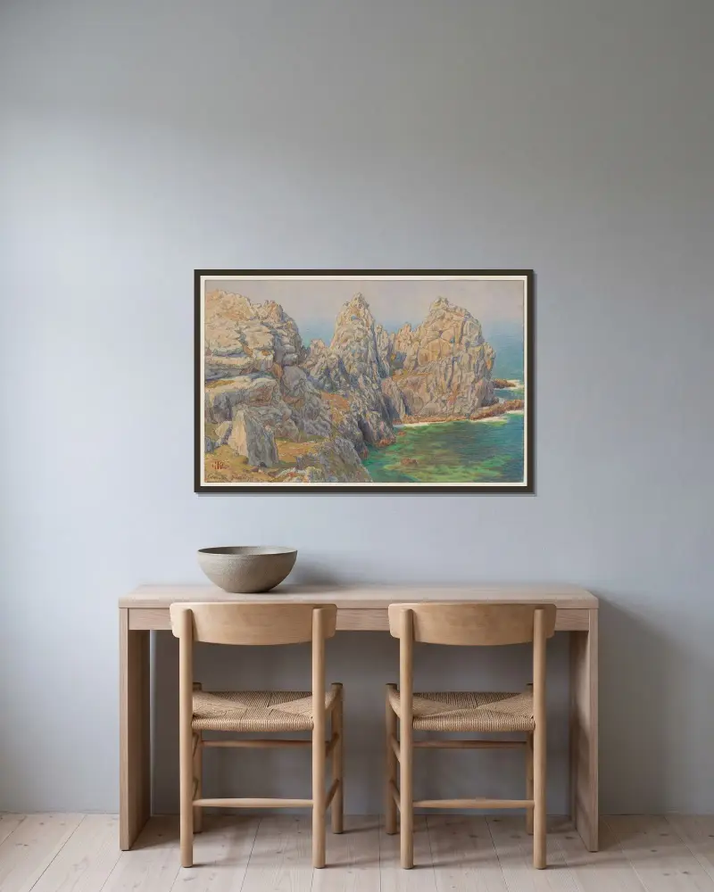 Ärtknippet. Camaret av Henri Rivière inramad på en vägg